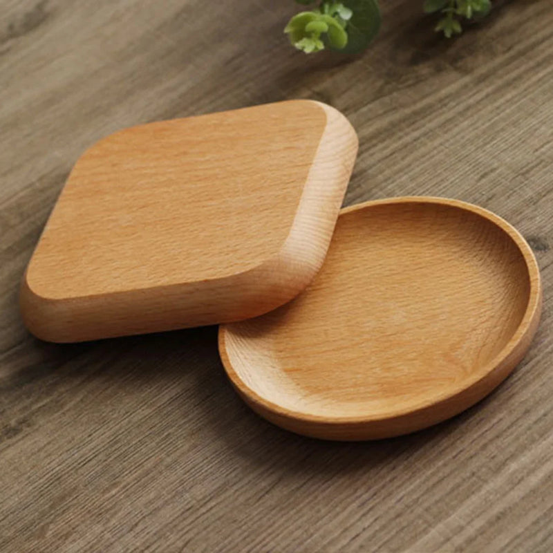 Placa Redonda de Madeira de Estilo Japonês, Bandeja, Acessórios De Cozinha, Sobremesa, Lanches, 12 cm