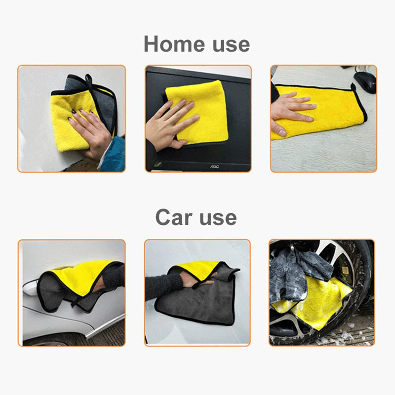Toalha de microfibra extra macia para lavagem de carro, pano de secagem para limpeza de carro, cuidados com o carro, não arranha, 3 peças, 5 peças, 10 peças