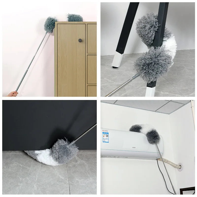 Escova de limpeza para cantos altos de microfibra extensível, espanador retrátil, ferramentas domésticas
