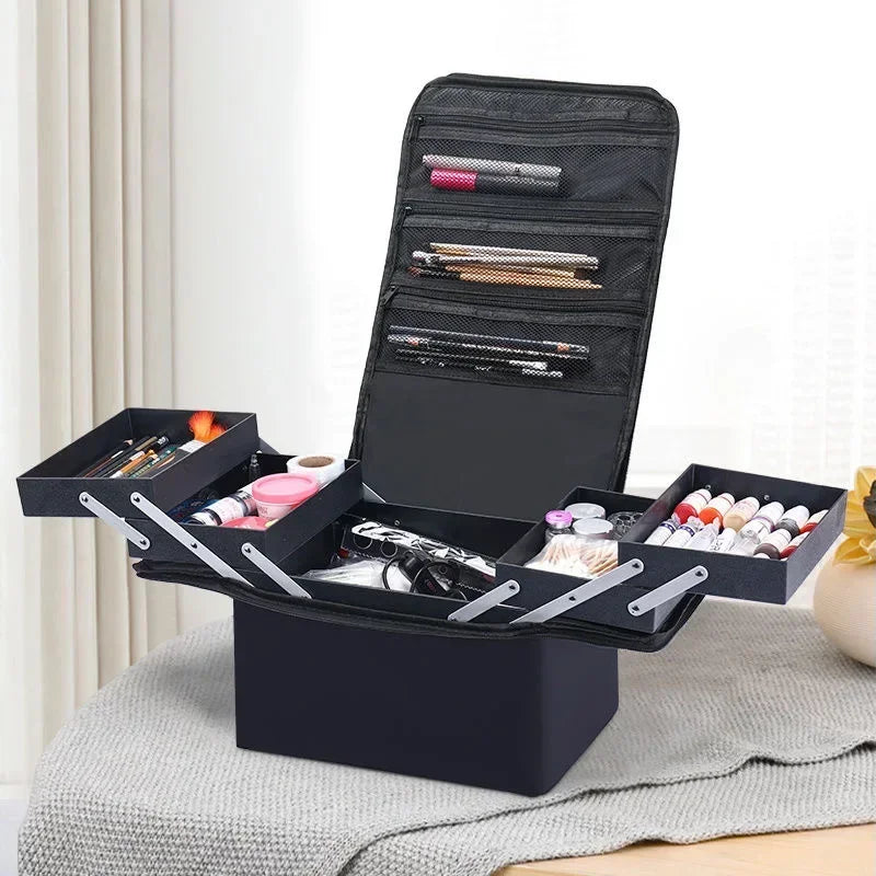 Bolsa de Maquiagem, Grande Capacidade, Kit de Ferramentas Multicamadas, Estojo de Armazenamento de Cosméticos, Bolsa de Higiene Pessoal, Novo