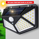 Lâmpada de parede solar LED com sensor de movimento, 4 lados, luminoso, impermeável, ao ar livre, jardim, pátio, 100, 1-12pcs