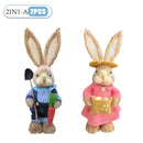 2PCS New Cute Straw Rabbits Bunny Decorations Easter Party Home Garden Wedding Ornament Photo Props Crafts 35cm Cute Home Decor