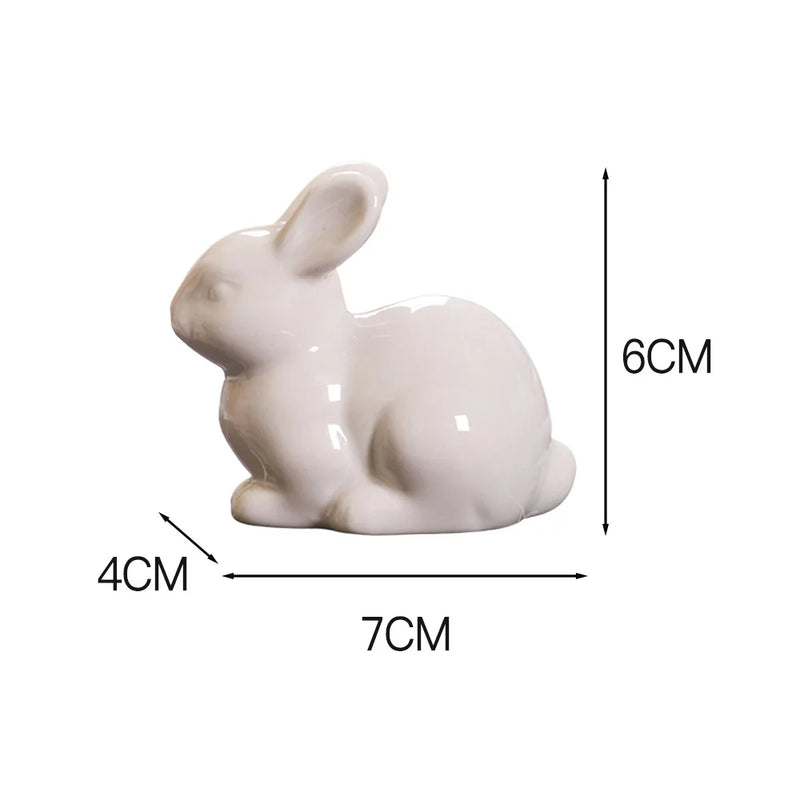 Miniatura de Coelho em Cerâmica – Decoração Encantadora para Casa, Presente de Páscoa e Artesanato