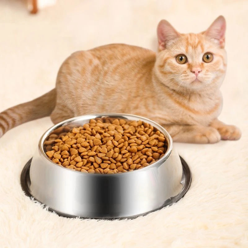 Tigela de Aço Inoxidável Antiderrapante para Pets – 6 Tamanhos, Resistente e Fácil de Limpar