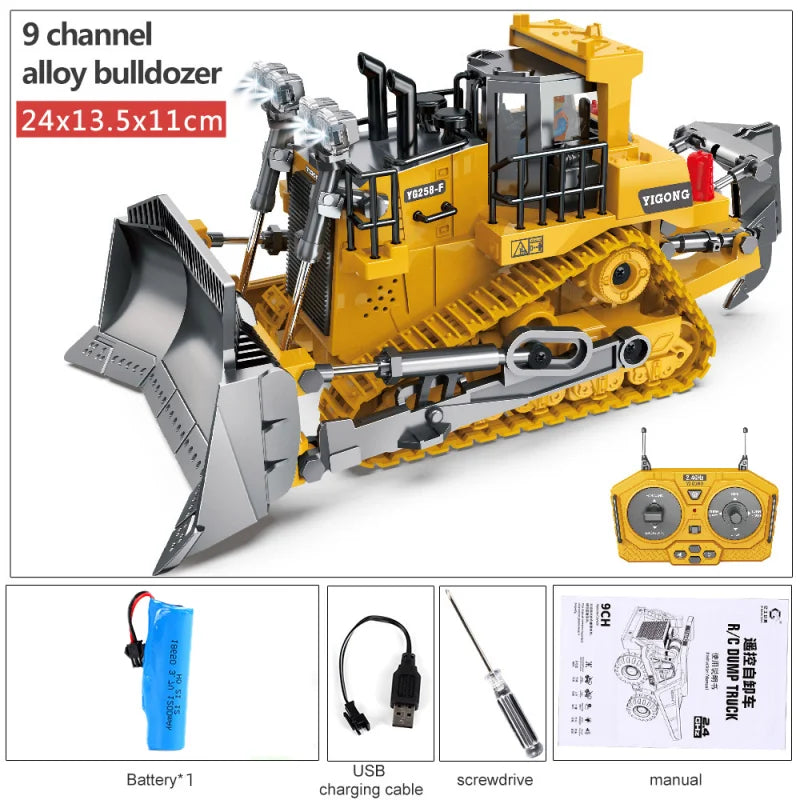 Escavadeiras RC, Brinquedos de Construção para Crianças, Controle Remoto, Veículo De Engenharia, Presentes de Natal e Aniversário, Caminhão Basculante, 2.4G