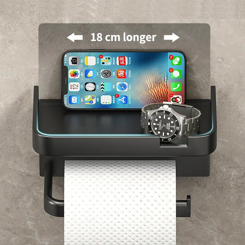 Suporte De Rolo De Papel Higiênico De Parede, Bandeja De Armazenamento, Organizador, Suporte Do Telefone, Acessórios Do Banheiro