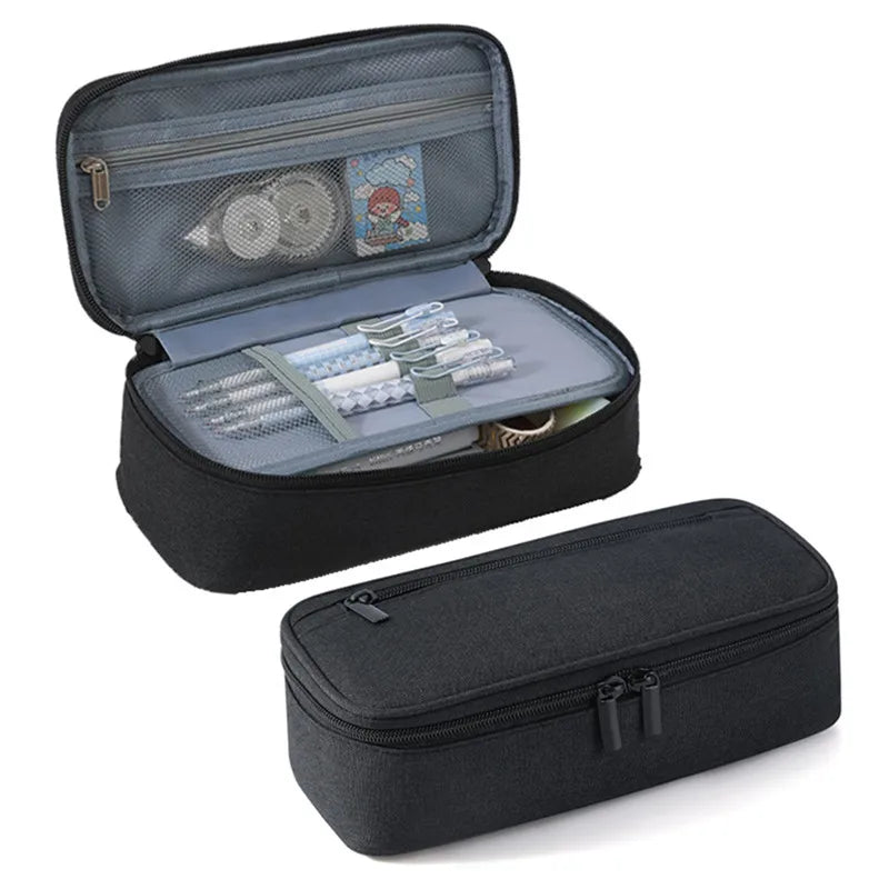 Estojo de Armazenamento para Canetas – Estojo de Lápis 2 Camadas com Grande Capacidade para Maquiagem e Material Escolar