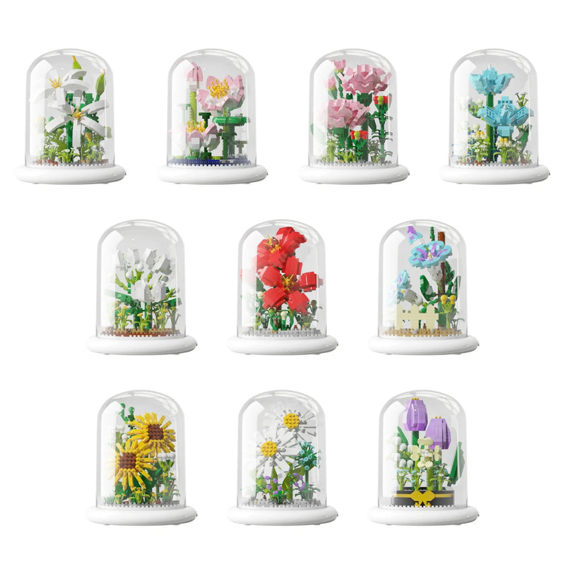 Bloco eterno buquê de montagem de flores, decoração de mesa, bloco de flores, quebra-cabeça infantil, buquê de brinquedo