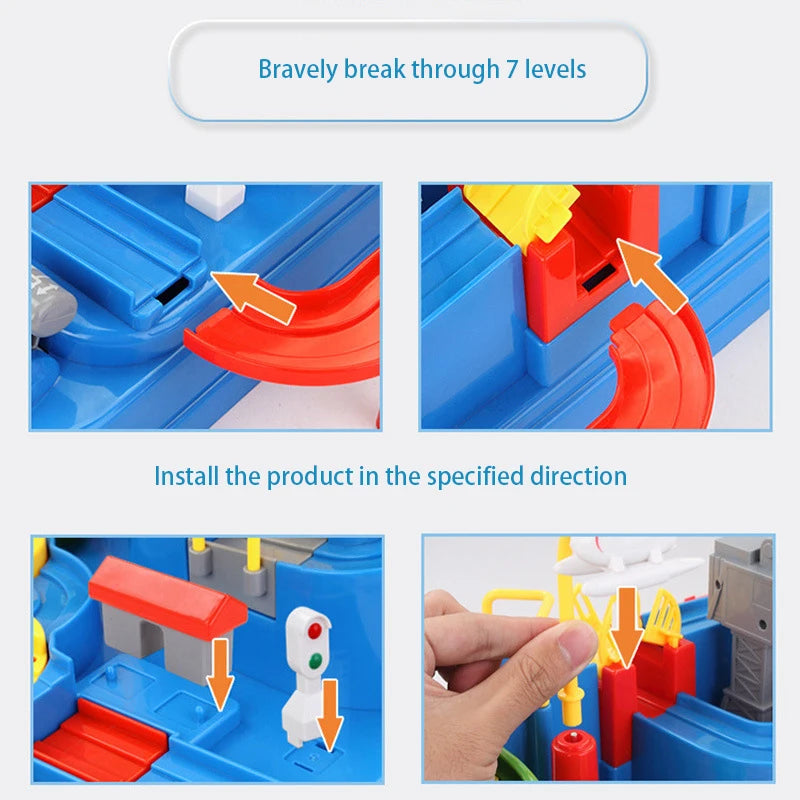 Modelo de vagão de corrida brinquedos educativos para crianças, Pista, Jogo de Aventura, Cérebro, Mecânico, Interativo, Trem, Animais, Espaço, Foguete