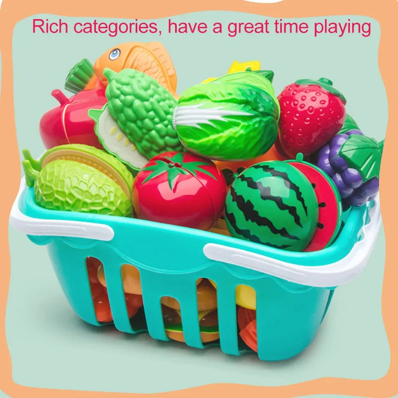 Conjunto de frutas e legumes para crianças, brinquedos de cozinha para meninos e meninas, presentes de Natal