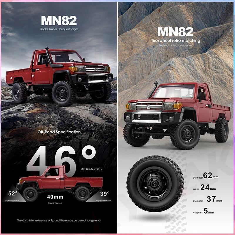 Brinquedo Pickup com Controle Remoto, Carro RC, Escala, 1:12, Lc79, RTR, 2.4g, 4WD, Motor 280, Retro, Mn82