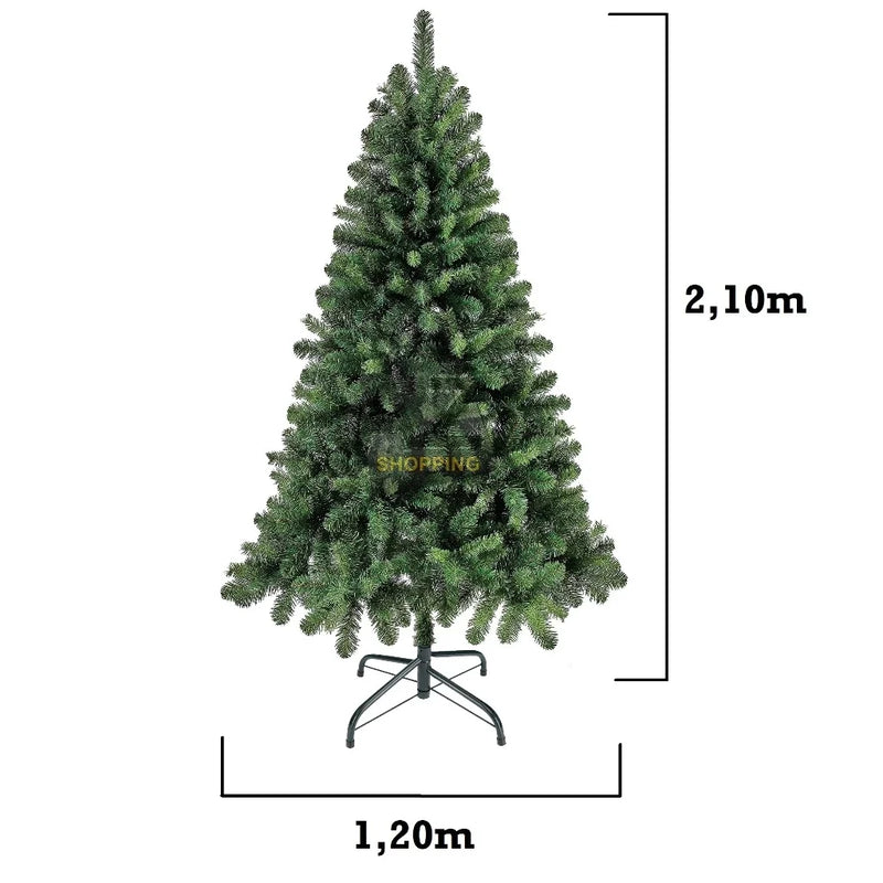 Árvore de Natal Natural 2,10m - 1200 Ramos Gigantes com Base de Ferro