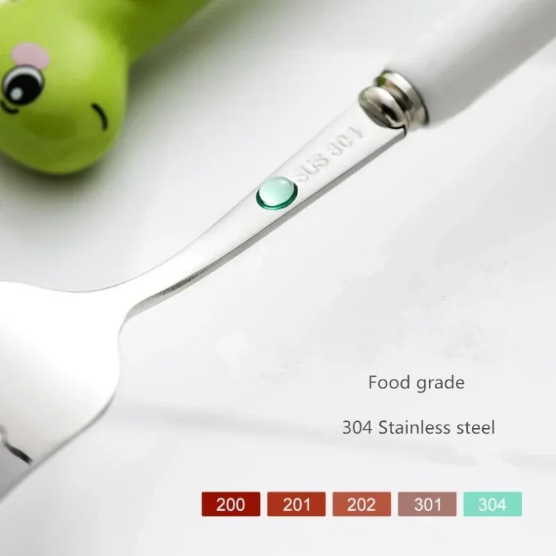 Conjunto de Talheres Dinossauro Divertido: Colher e Garfo de Cerâmica para Crianças!