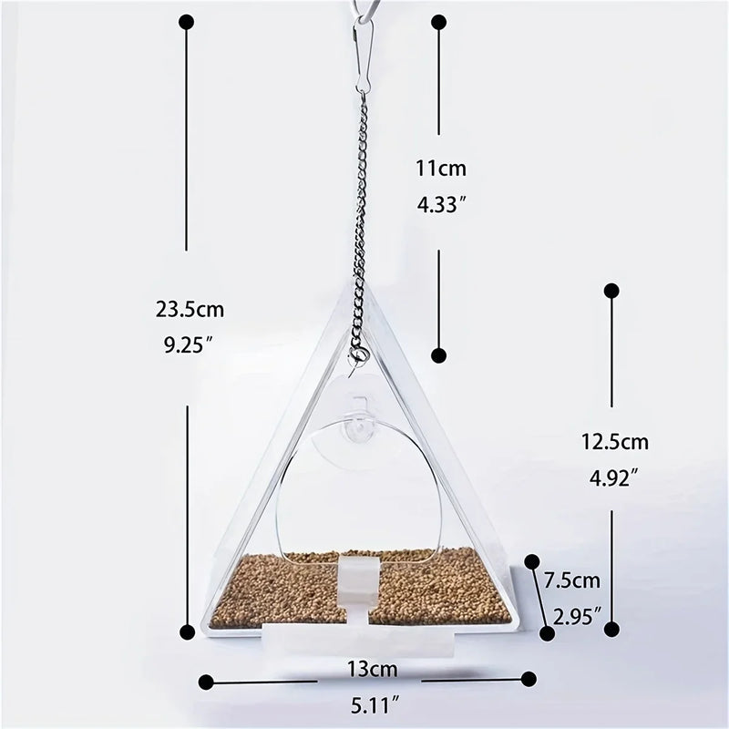 Comedouro de Acrílico para Pássaros – Fixação por Ventosa, Design Resistente ao Clima, Ideal para Janelas