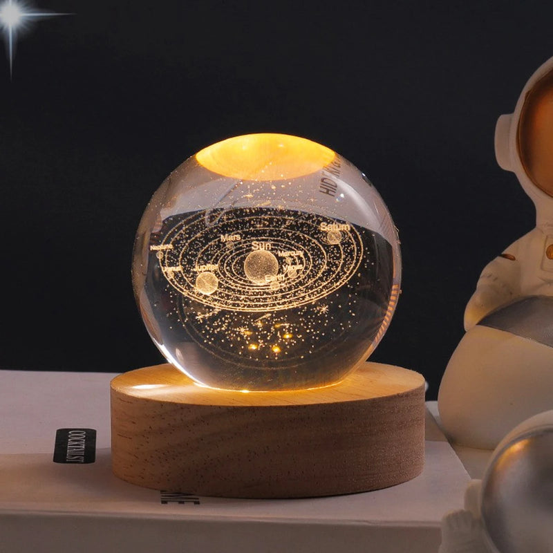 Abajur do espaço 3D, lâmpada de cabeceira planetária brilhante para quarto, decoração de mesa, presente criativo