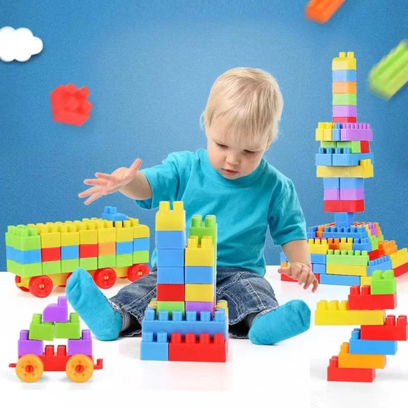 130 Peças de Blocos de Montar de Partículas Grandes - Brinquedos Educativos para Primeira Infância, Empilháveis e Criativos