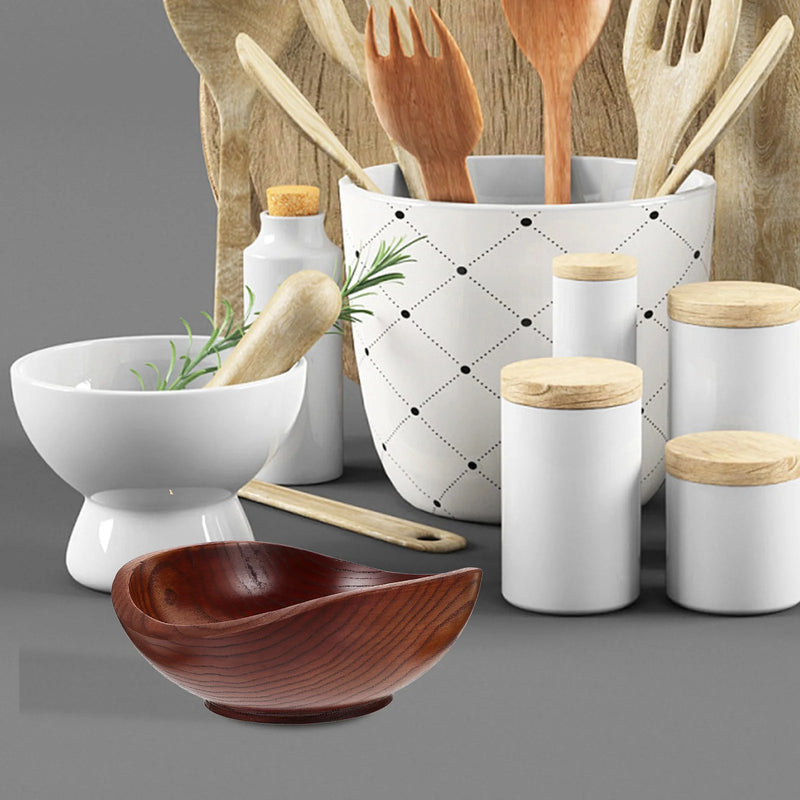 Tigela de madeira para salada, frutas, lanche, decorativo, Suprimentos para casa