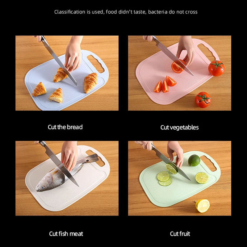 Tábua de corte plástica antiderrapante, acessórios de cozinha, lava fácil, tábua de corte para alimentos