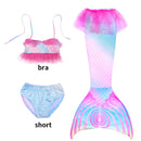 Conjunto de 3 Peças de Fantasia de Sereia para Meninas - Maiô Infantil para Festa na Piscina e Cosplay (4 a 13 anos)