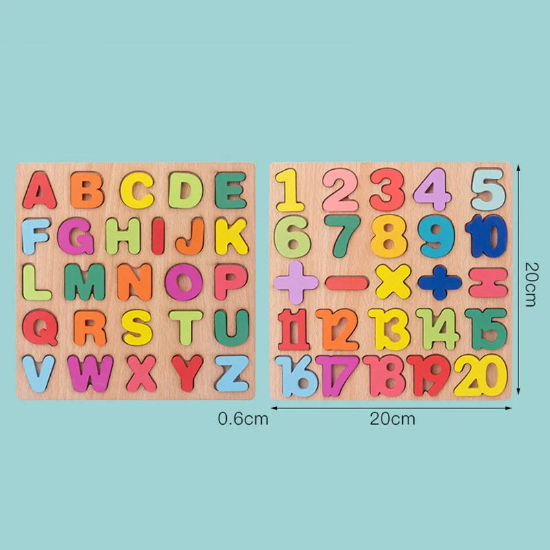 Brinquedos Montessori Quebra-cabeça de Madeira para Bebê, Jogos de Combinar, Alfabeto e Formato Numérico, Brinquedos Educativos Infantis, 1 Ano, 2 Anos, 3 Anos