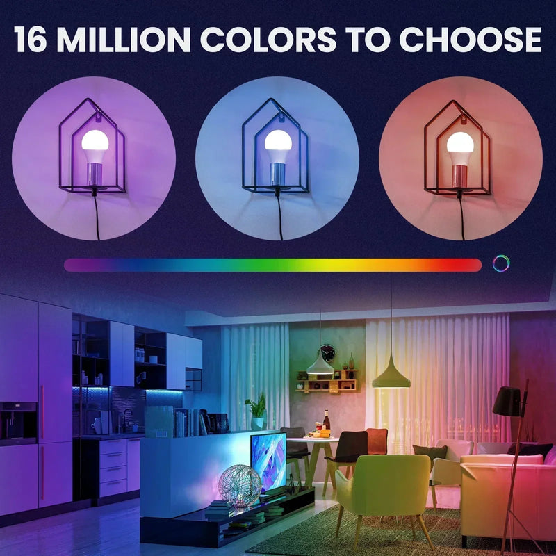 Lâmpada LED, Lâmpada E27, WiFi, Bluetooth, 2700-6500k, RGB, Aplicativo inteligente, Voz com Alexa, Google Home