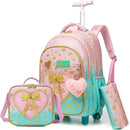 Conjunto de Mochila Escolar com Rodinhas para Meninas