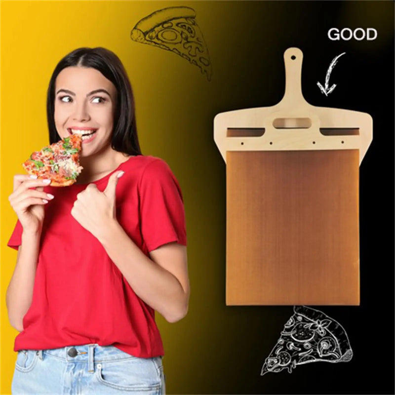 Pá deslizante para pegar pizza, alça de madeira dobrável, bandeja de transferência, espátula para pizza, ferramentas de cozimento, acessórios de cozinha, utensílios