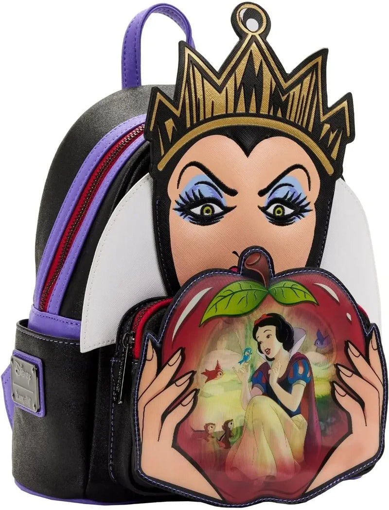 Beauty and The Beast Belle Lenticular Mini Backpack Villains Evil Queen Apple Womens Double Strap Shoulder Bag Purse