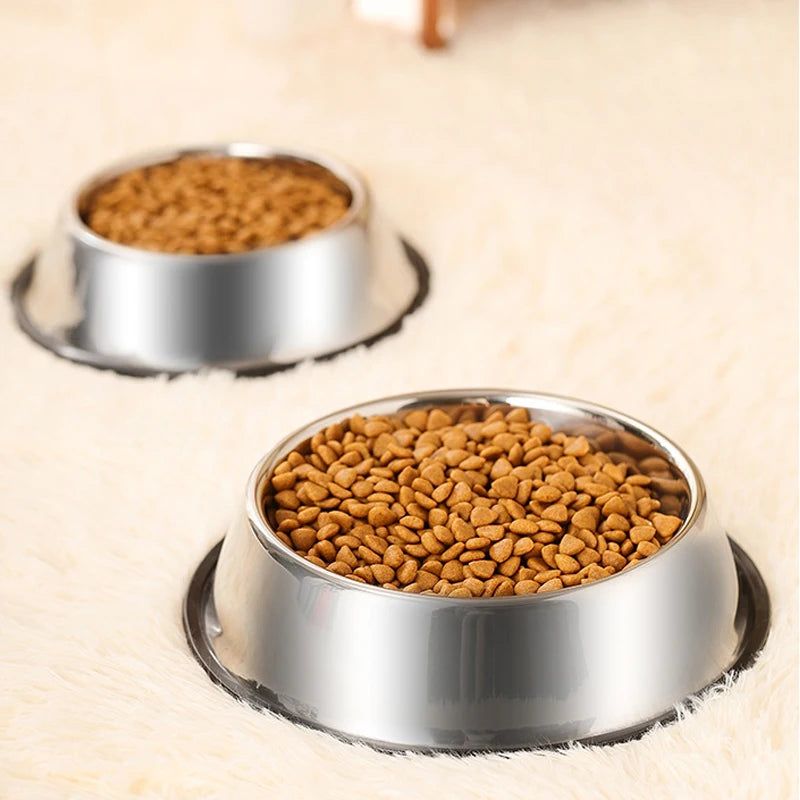 Tigela de Aço Inoxidável Antiderrapante para Pets – 6 Tamanhos, Resistente e Fácil de Limpar