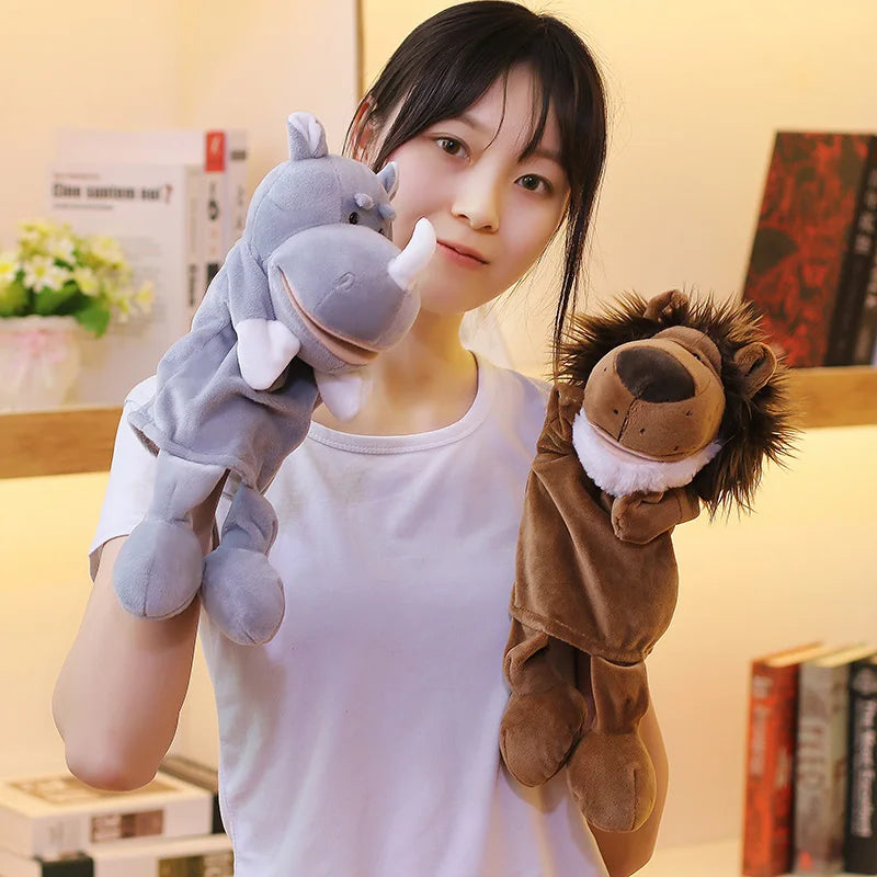 Fantoche de Mão de Animais de 35cm – Leão, Elefante e Porquinho para Jogos entre Pais e Filhos, Brinquedo de Conforto e Presente de Aniversário para Crianças