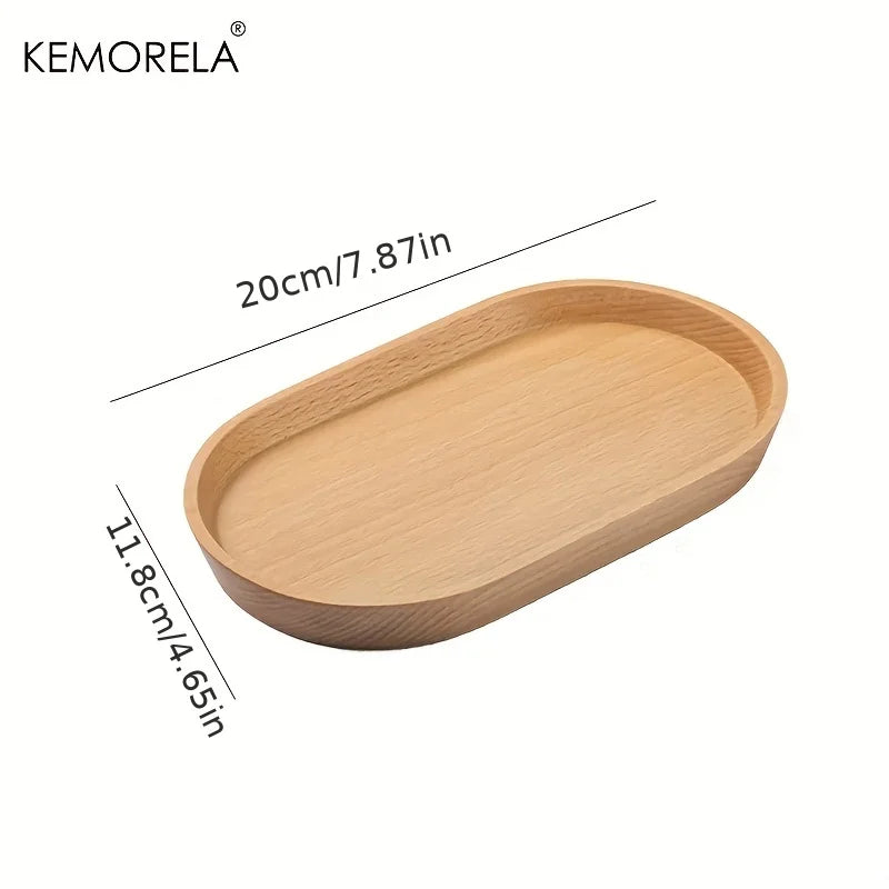 Placa De Sobremesa Redonda De Madeira Maciça, Bandeja De Madeira De Estilo Japonês, Para a Cozinha, 1Pc