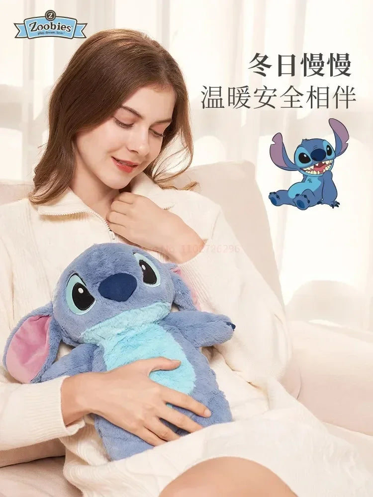Bolsa Térmica com Pelúcia Stitch, Angel e Lotso - Garrafa de Água Quente Portátil para Mãos Quentes no Inverno