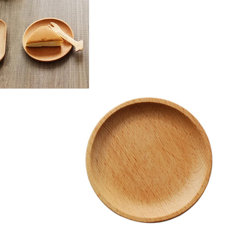 Placa Redonda de Madeira de Estilo Japonês, Bandeja, Acessórios De Cozinha, Sobremesa, Lanches, 12 cm
