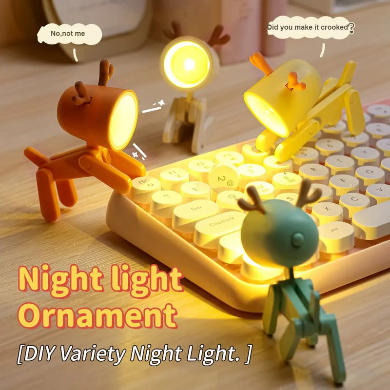 Novel Little Deer Light, LED de Veado para Iluminação Noturna, Criativo, Ornamentos decorativos, Mini luz noturna, cor aleatória, 1 pc