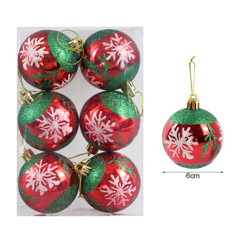 Kit com 6 Bolas de Natal 6cm – Enfeites Pendentes para Árvore de Natal, Decoração Natalina para Casa, Presentes de Ano Novo