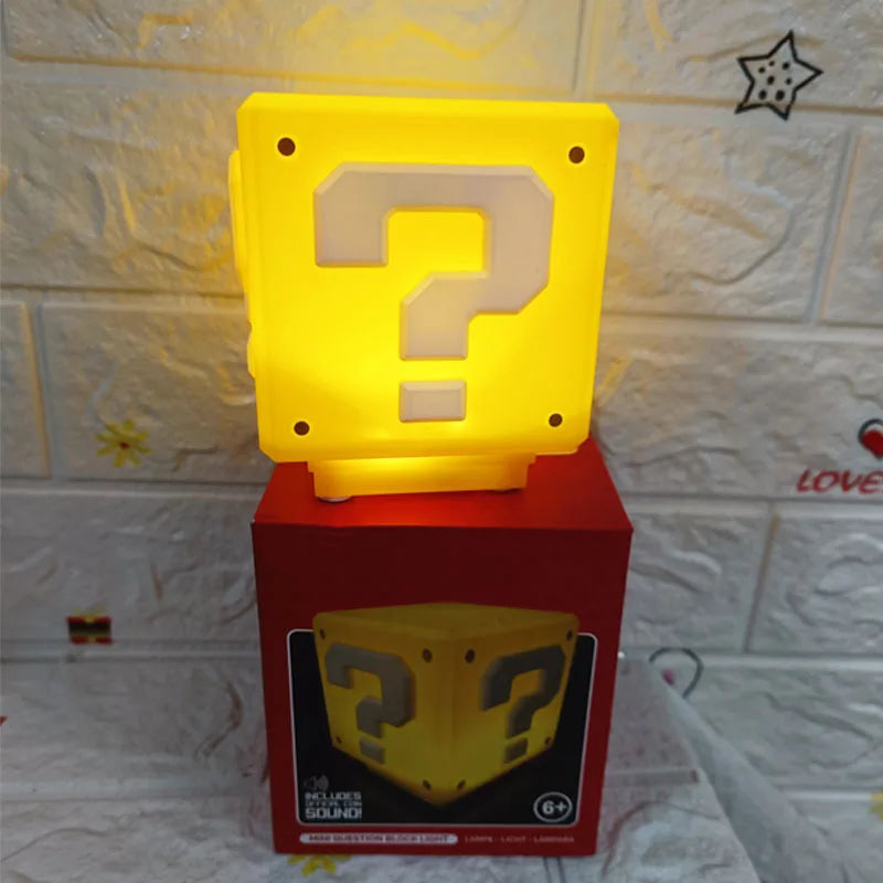 Super Mario Bros LED Night Light para crianças, ponto de interrogação, brinquedo do jogo, lâmpada de mesa, carregamento USB, presente de aniversário para crianças
