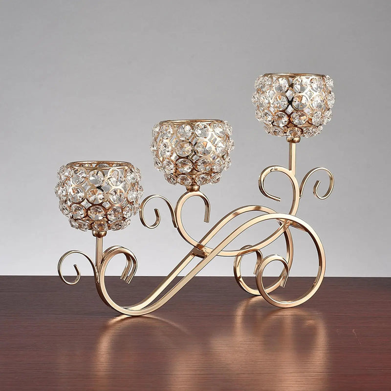 Suporte De Vela De Cristal, 3 Braços, Suporte De Vela De Aniversário, Festa De Casamento, Decoração