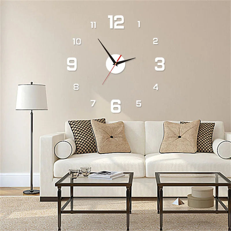 Relógio de parede Moderno, Sem Moldura, Relógio DIY, Espelho Adesivo, Casa, Escritório, Hotel, Restaurante, Decoração Escolar, 40cm, 16"