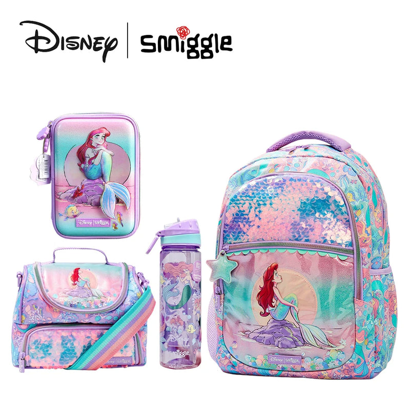 Mochila Escolar Infantil Disney A Pequena Sereia com Rodinhas