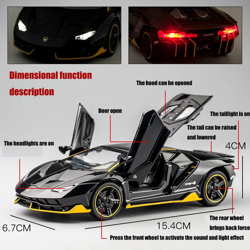 Modelo de Carro em Miniatura para crianças, metal, puxar para trás, carro esportivo, ornamento com para abrir a porta, presente criativo, brinquedos, escala 1:32