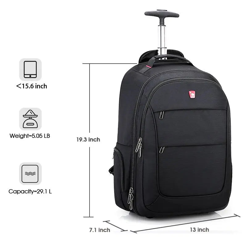 Mochila de Rodinhas OIWAS - Trolley Backpack Masculino e Feminino com Grande Capacidade