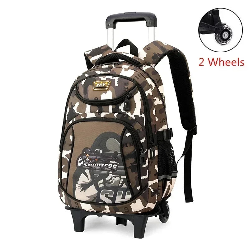 Mochila Escolar Infantil com Rodinhas para Meninos – Mochila Trolley com Rodas