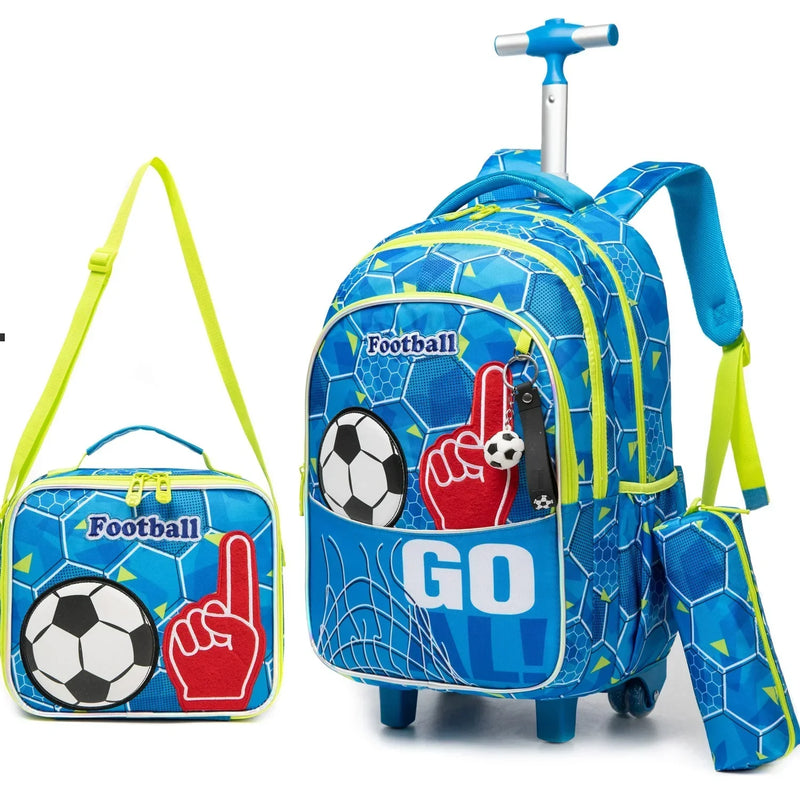 Mochila Escolar de Rodinhas para Crianças com Estojo Térmico