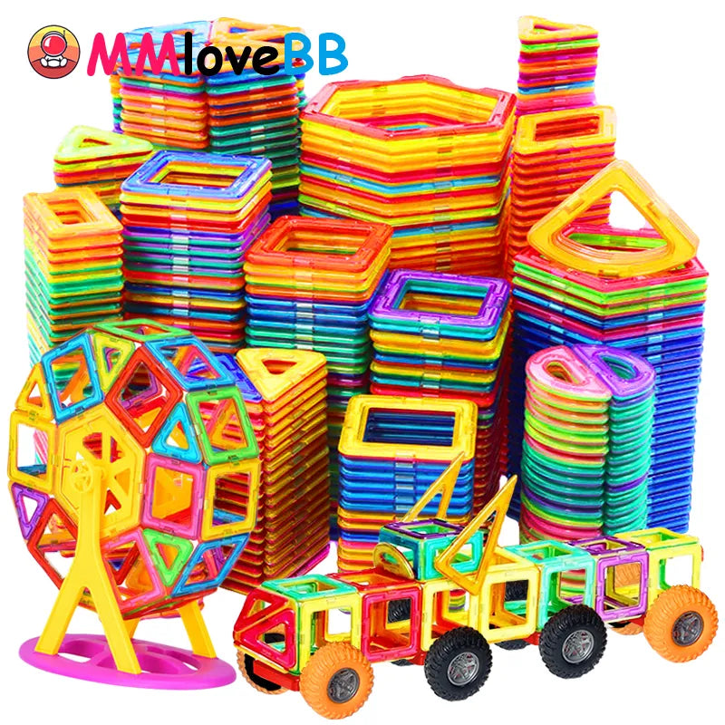 Blocos de construção magnéticos para crianças, Designer Constructor Set, tamanho grande, brinquedos magnéticos para crianças, mais