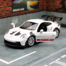 Modelo de carro em miniatura para crianças, 1:36 Porsche 911, GT3 RS, RMZ, Pull Back Diecast, Coleção de Metal, Rodas Livres