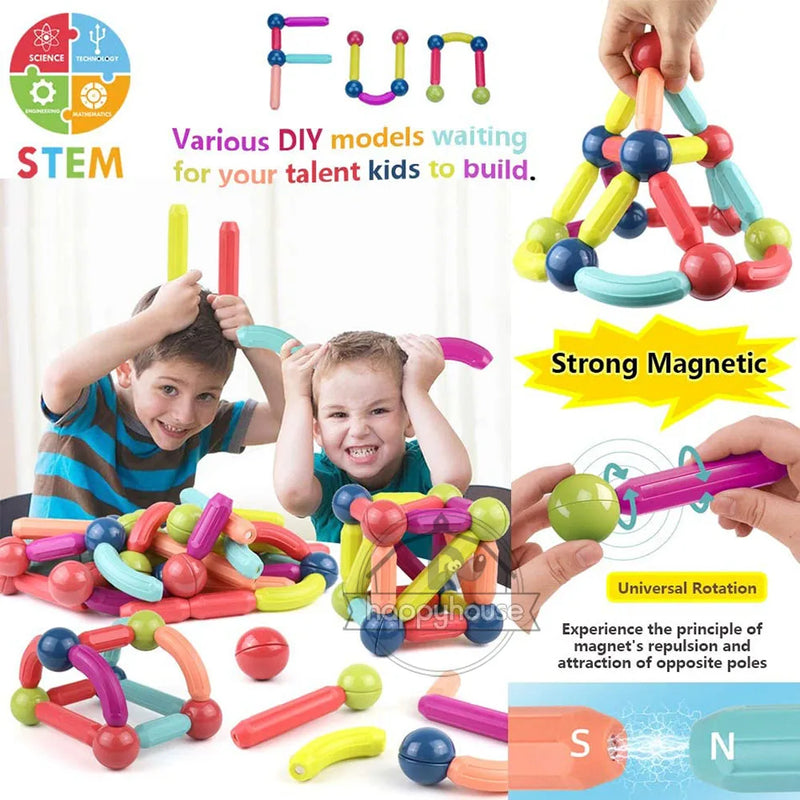 Blocos de construção magnéticos para crianças, Haste Ímã, Blocos de Construção, Brinquedos Educativos Montessori para Crianças, Menino e Menina