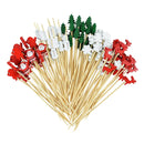 50 Palitos de Bambu Natalinos – Palitos Decorativos de Papai Noel para Doces, Buffet, Salada de Frutas e Decoração de Festas de Natal e Ano Novo