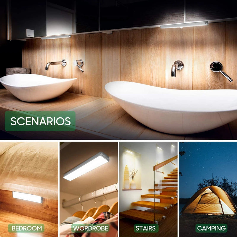 Luz noturna LED sem fio com sensor de movimento, lâmpada do armário, cozinha, quarto, detector, armário