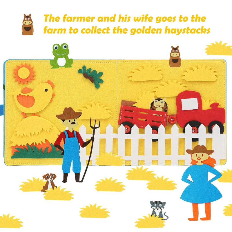 Crianças, brinquedos ocupado placa fazenda animal cena storytelling atividade brinquedo livro silencioso atividade de feltro educacional brinquedo sensorial