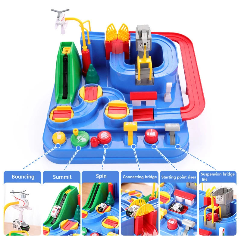 Modelo de vagão de corrida brinquedos educativos para crianças, Pista, Jogo de Aventura, Cérebro, Mecânico, Interativo, Trem, Animais, Espaço, Foguete